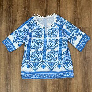 Goodnight Macaroon Blue Embroidered Boho Coverup